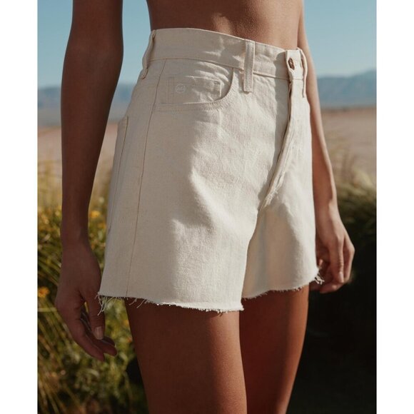 AG Adriano Goldschmied Cream High Rise Wedgie Cutoff Alexxis Shorts - Picture 1 of 10